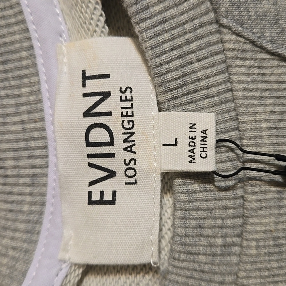EVIDNT Women's Back Tie Crewneck Sweatshirt Gray & White Size L NWT - Picture 12 of 14